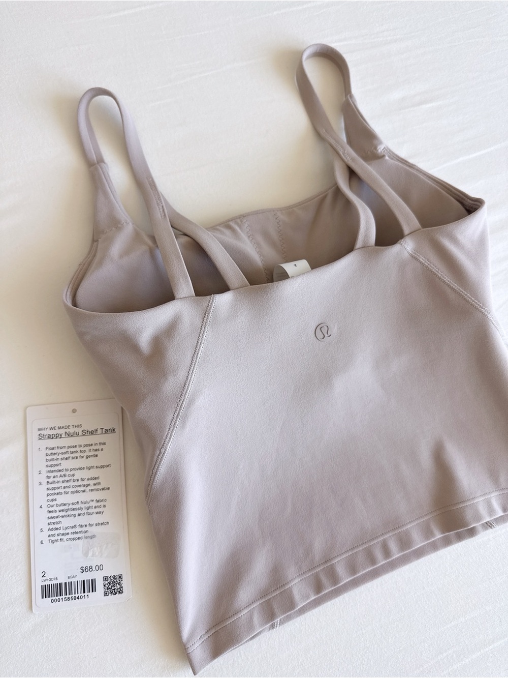 lululemon Strappy Nulu Shelf Tank Barely Beige BDAY Size 2